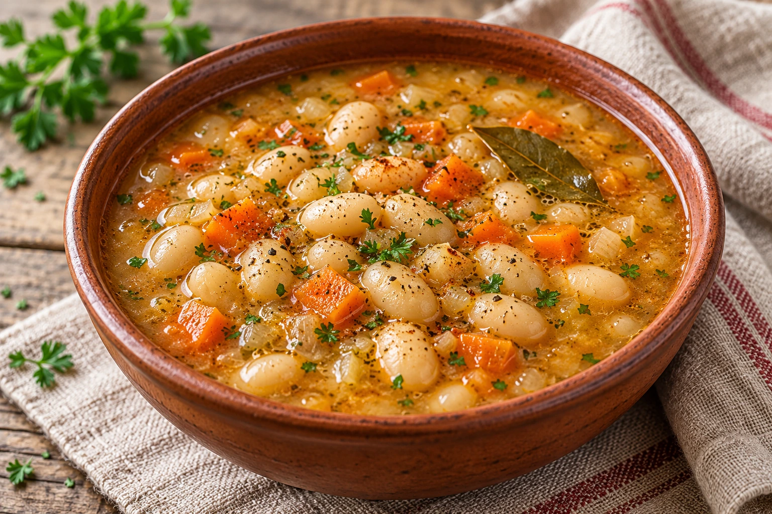 Posni pasulj végétal aux haricots blancs, oignons, carottes et paprika