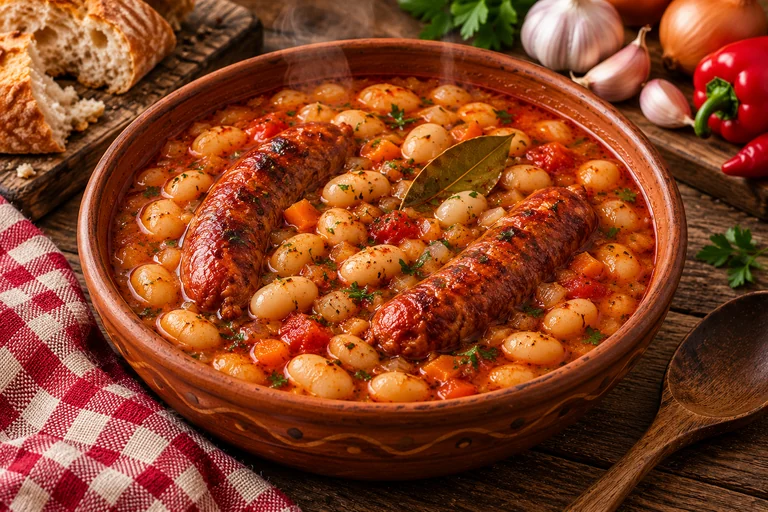 Pasulj serbe en bouillon aux saucisses fumées et paprika