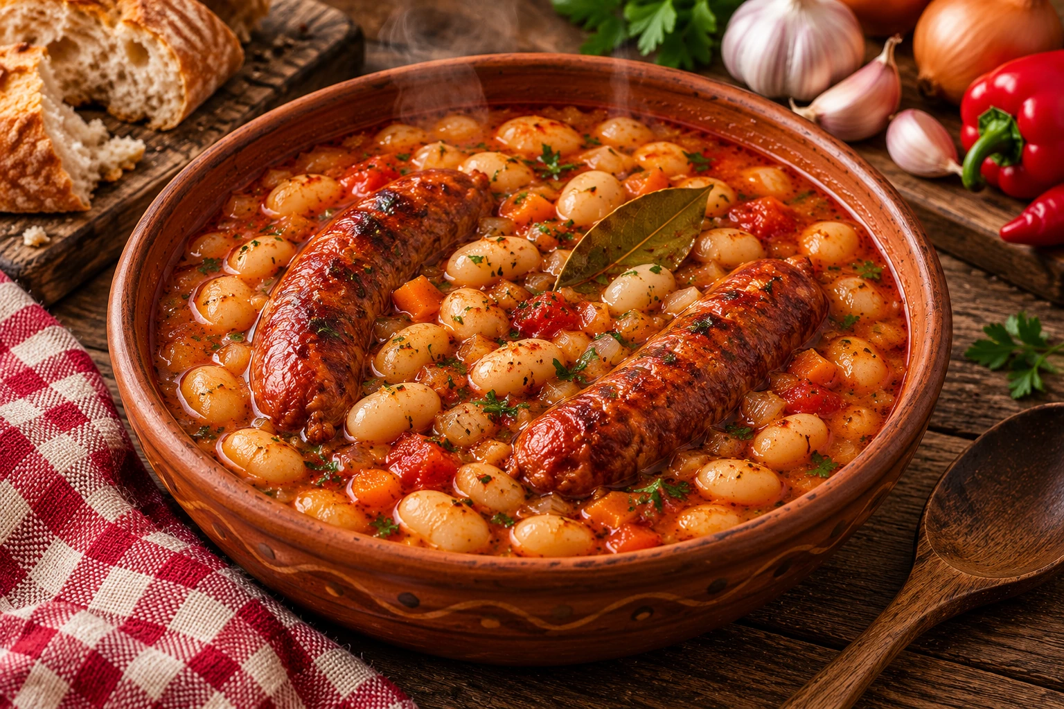 Pasulj serbe en bouillon aux saucisses fumées et paprika