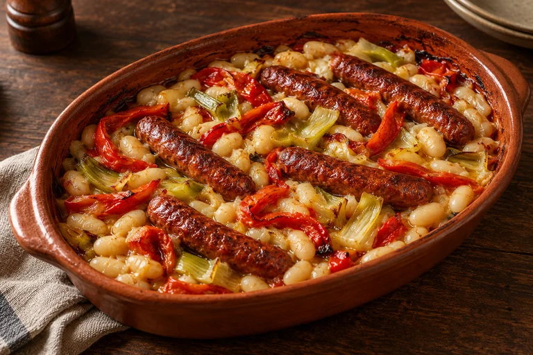 Adaptation du prebranac aux merguez, poivrons et poireaux